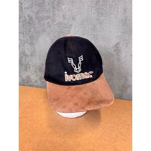 Ivomec‎ Agriculture Bull Logo Baseball Cap Hat Black Tan Two Tone Adjustable